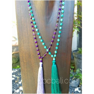 fashion necklaces tassels glass beads green